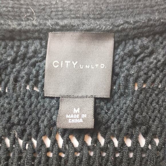 Vintage Chunky Knit City UNLTD Sweater Bell Sleeves Open Knit Womens size Medium - Picture 2 of 5